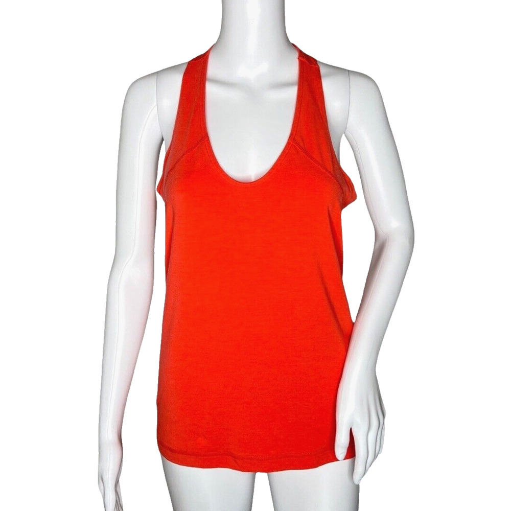 Reebok Tank Womens Medium Orange Crossfit T Back Graphic Top Workout Athleisure